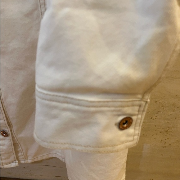 Frye White Button Front Long Sleeve Cotton Denim Shirt Dress - Picture 7 of 15